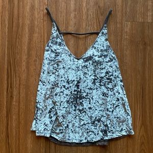 American Eagle Outfitters Grey Velvet Tank Top, Fancy Going out Top, Silver, XS